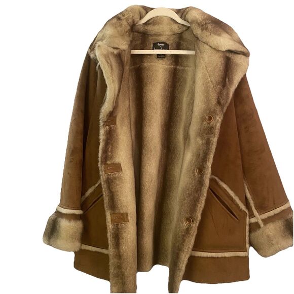 Dennis Basso Women 1X Brown Penny Lane Suede Leather Faux Fur Cuff reversible - Picture 6 of 8